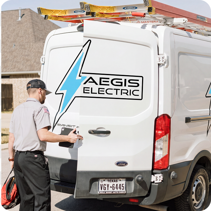 Aegis Electric technician by company van